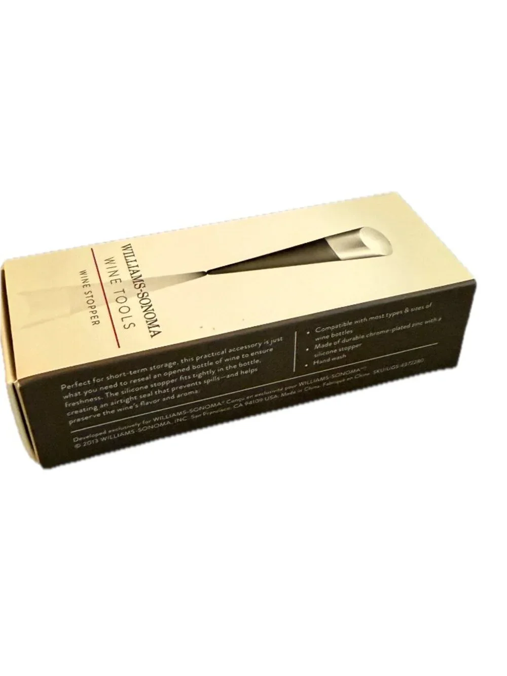 Williams Sonoma Charcoal Grey Chrome Wine Bottle Stopper Bar Tool Preservation